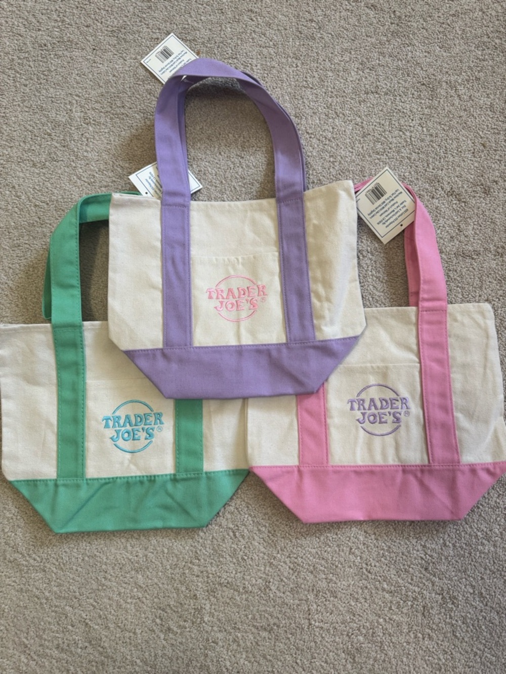 Trader Joe’s Mini Pastel Canvas Tote - Bundle of 3
